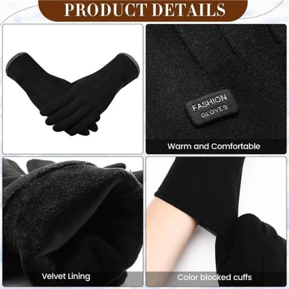3 Pairs Women's Winter Gloves with Fleece Lining Thermal Touch Screen